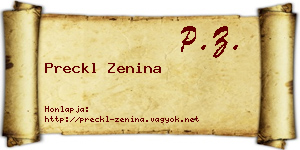 Preckl Zenina névjegykártya